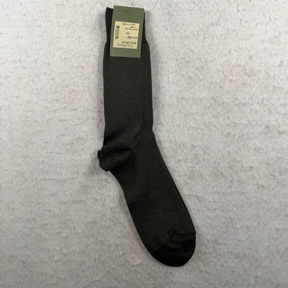 Cole Haan Mens Olive Green Vertical Ribbed Over The Calf Dress Socks A31956